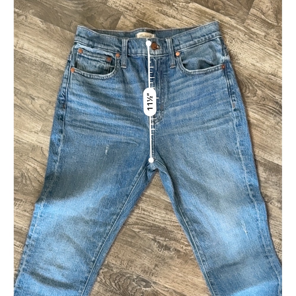 Madewell High Rise Slim Boyjean Crop‎ Fray Hem Denim Jeans Light Wash Size 26 - Picture 10 of 11